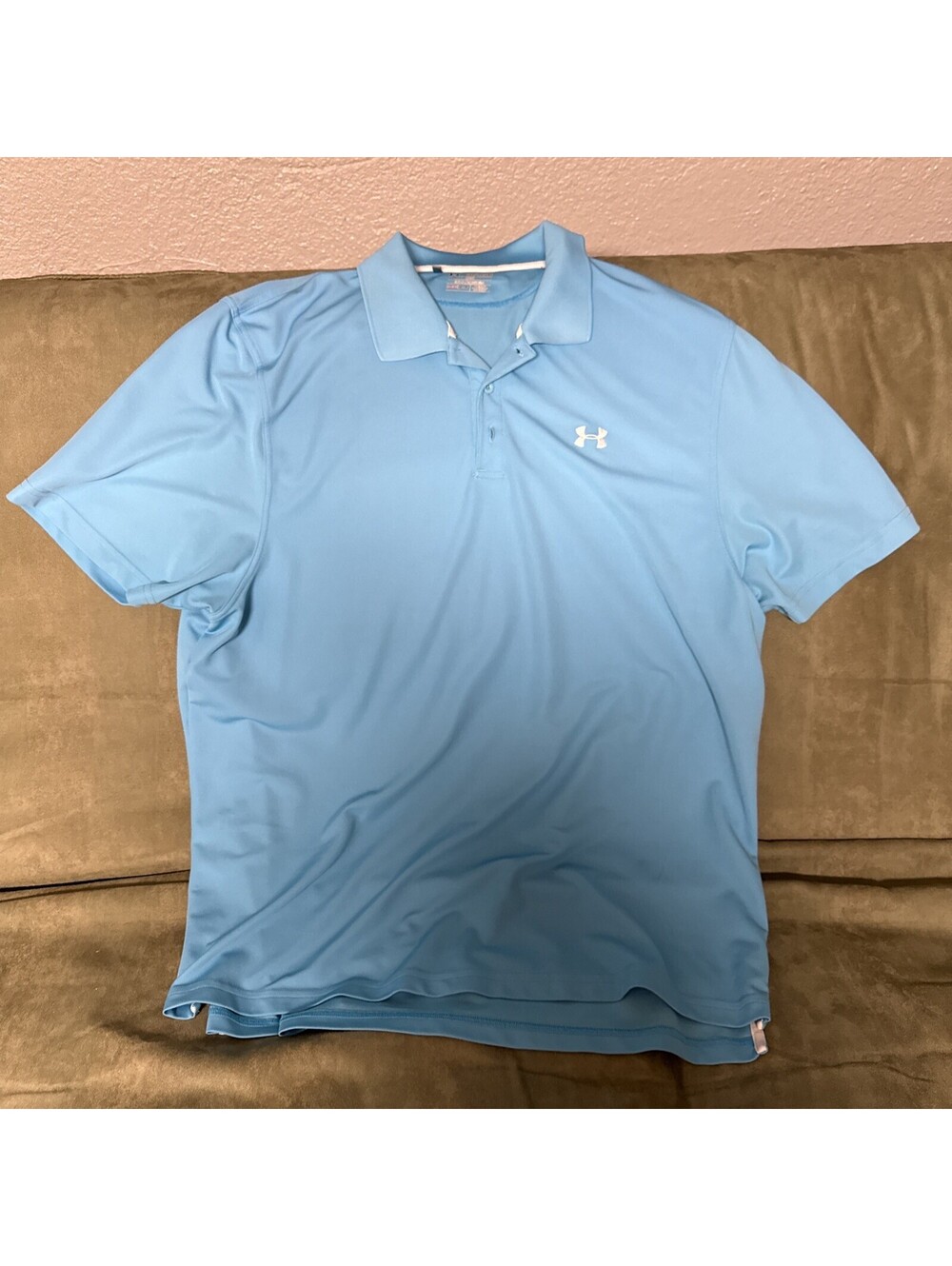 Under Armour Polo Shirt Mens Regular XXL Teal Blue  Golf Stretch